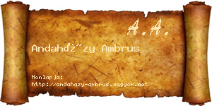 Andaházy Ambrus névjegykártya